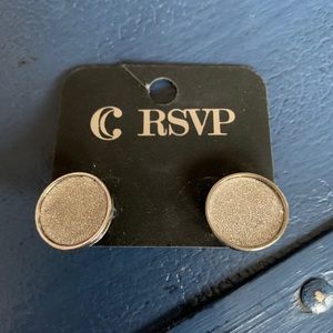 Charming Charlie Silver Sparkly Circle earrings